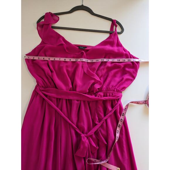 City Chic Dress Maxi Ruffle Flirty Detail Shock Pink Boho Feminine Sexy Size 18 - Picture 15 of 15